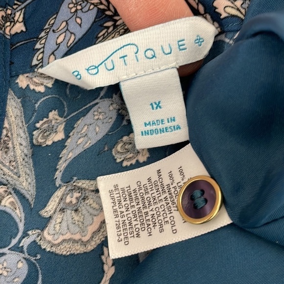 Boutique Romper Ruffled Sleeves Paisley Blue Size 1X - Picture 9 of 16